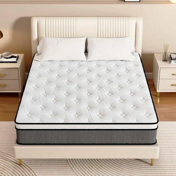 Queen Mattress 14 inch, Pillow Top, Medium Firm, Hybrid Pocket Spring Mattress in a Box