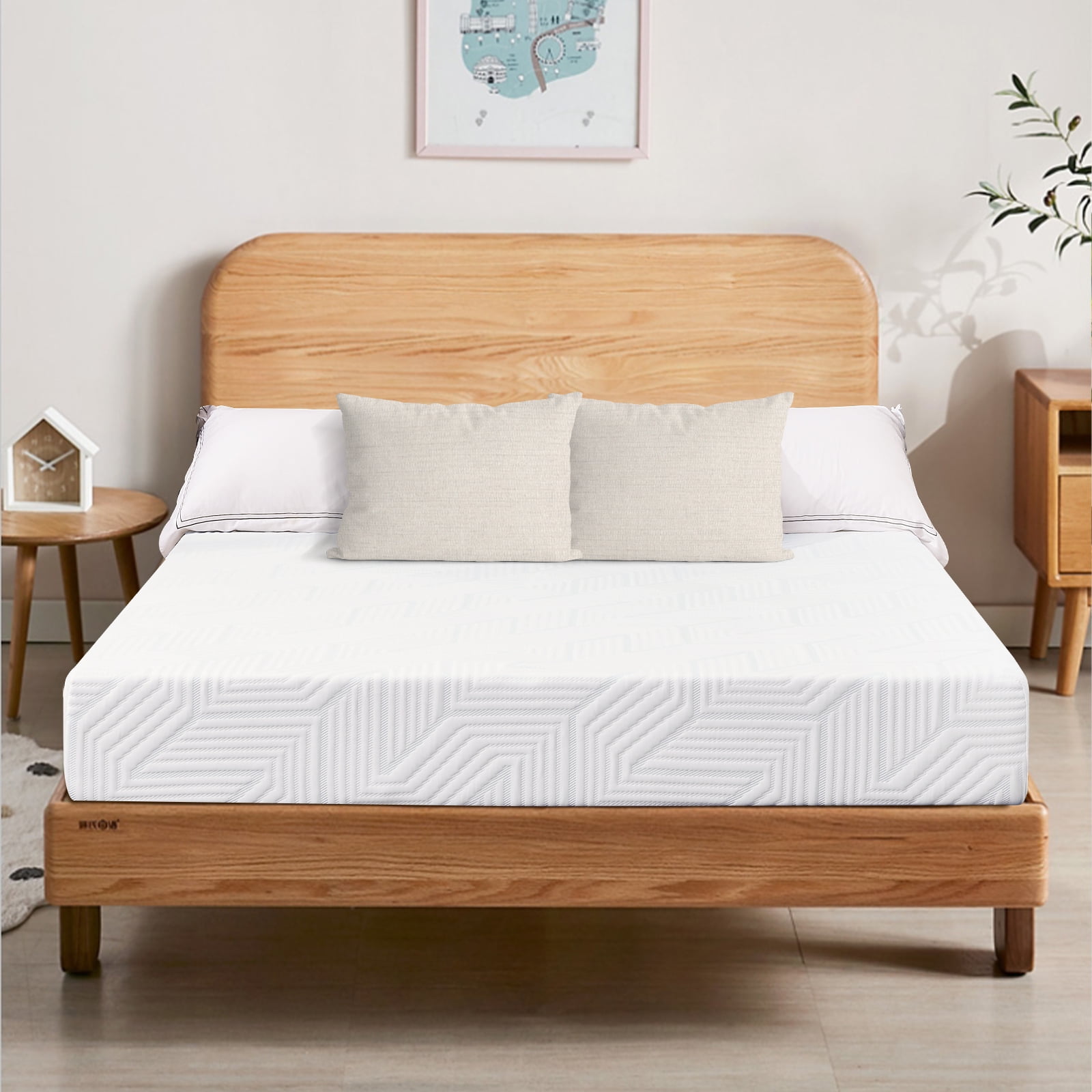 Queen Mattress, 6 Inch Gel Memory Foam Mattress with Washable Cover ...