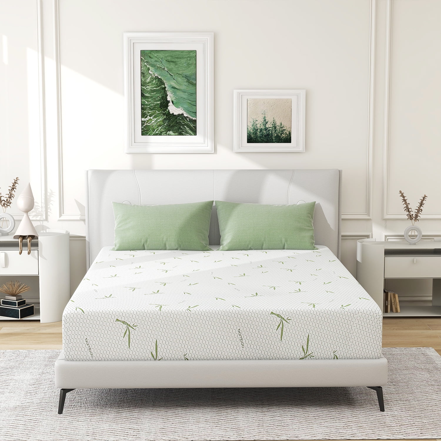 Queen Mattress, 6 inch Memory Foam Mattress Bed in a box, with Green