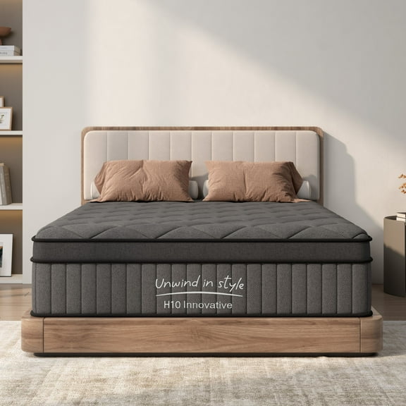 Queen Mattress, 8 Inch Hybrid Mattress in a Box with Memory Foam, Ergonomic Design Cooling Mattress for Pressure Relief, Strong Edge Support, Fiberglass Free, Medium Firm, Black