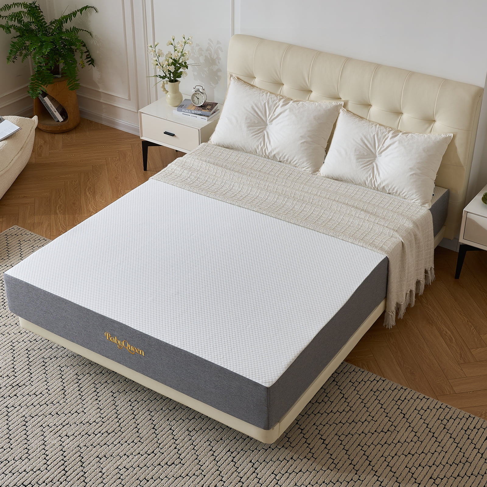 Babyqueen Queen Size Cooling Gel Memory Foam Mattress, 8 Inch Queen Mattress in a Box, Medium Firm Support & Breathable Comfort