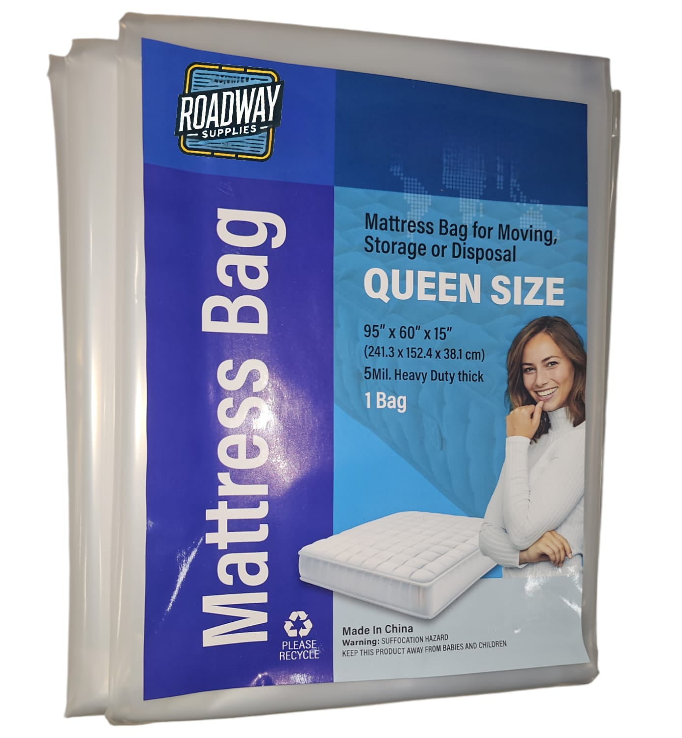 Queen Mattress Bag Cover for Moving or Storage or Disposal 5 Mil