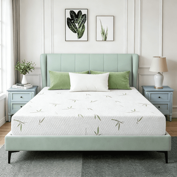 Queen Mattress Bed in a Box,6" Cooling Green-Tea Gel Memory Foam Mattress with Graphene Fabric Cover