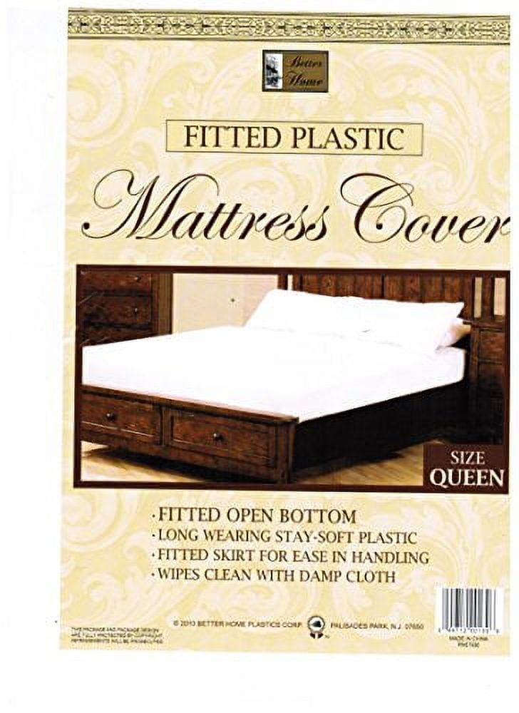 Better Home USA Mattress Encasements Fitted Plastic Protector, Plastic Mattress Cover, Queen, Long-Wearing, Wipes Clean with Damp Cloth