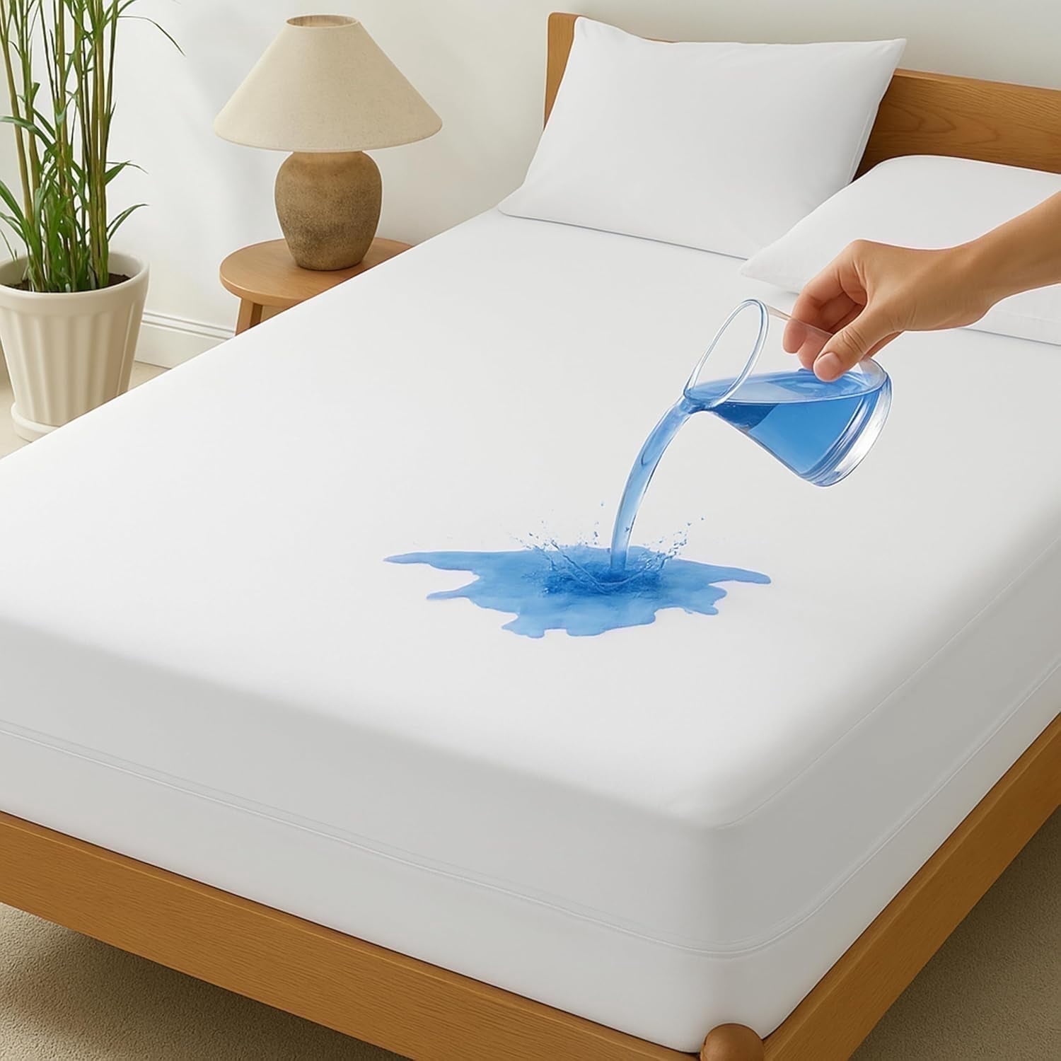 Zippered Mattress Encasement, Queen Size Waterproof Mattress Protector, Absorbent 6-Sided Mattress Cover