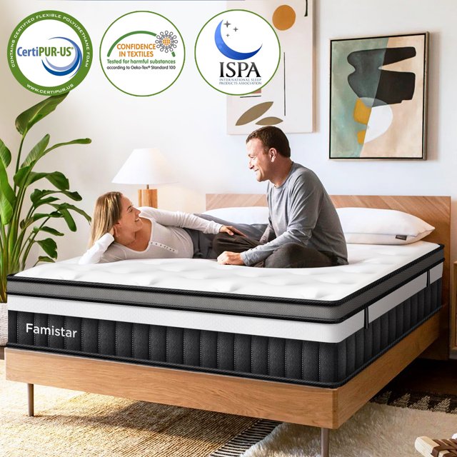 Queen Mattress, Famistar 13 Inch Hybrid Innerspring Mattress with