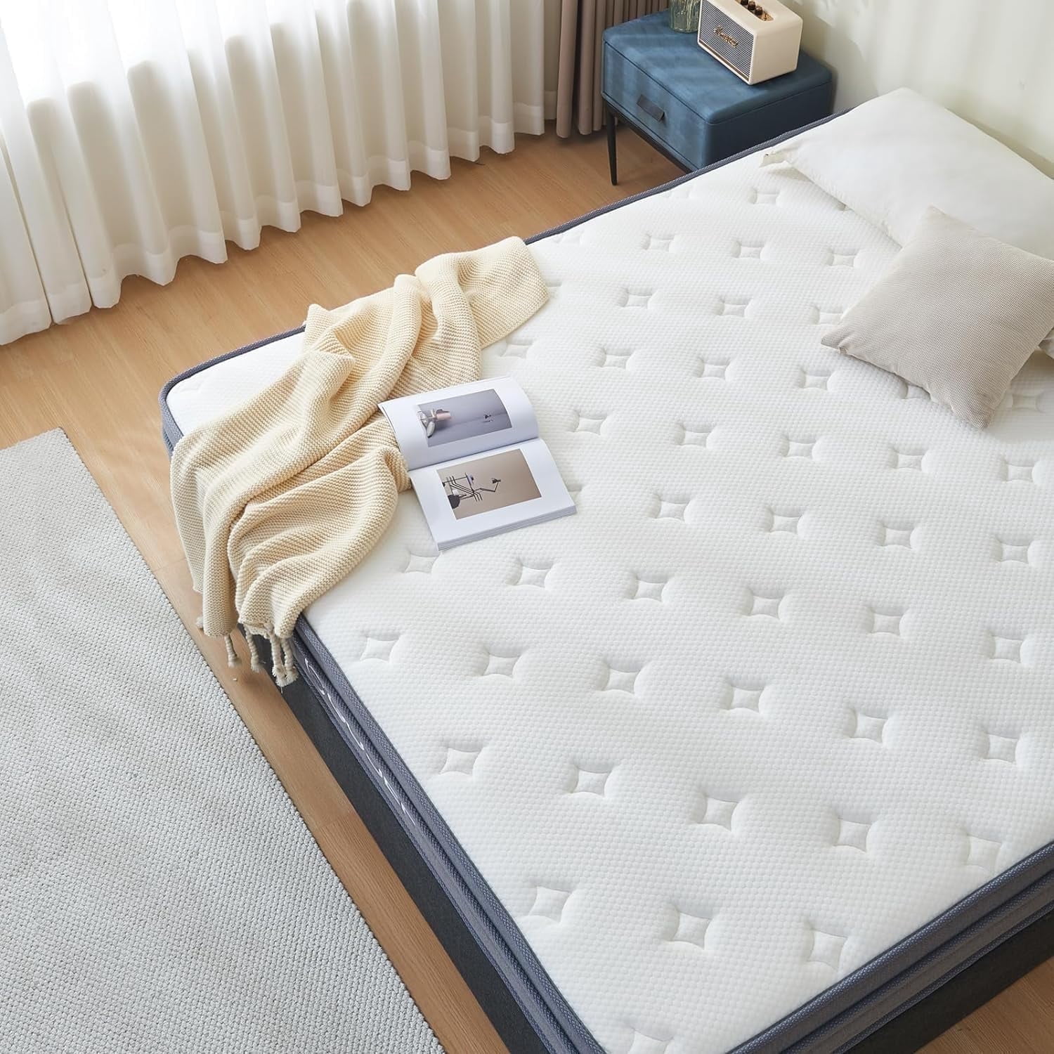 GOJEF 12 inch Queen Mattress,Hybrid Memory Foam with Independent Spring, Soft and Pressure Relief
