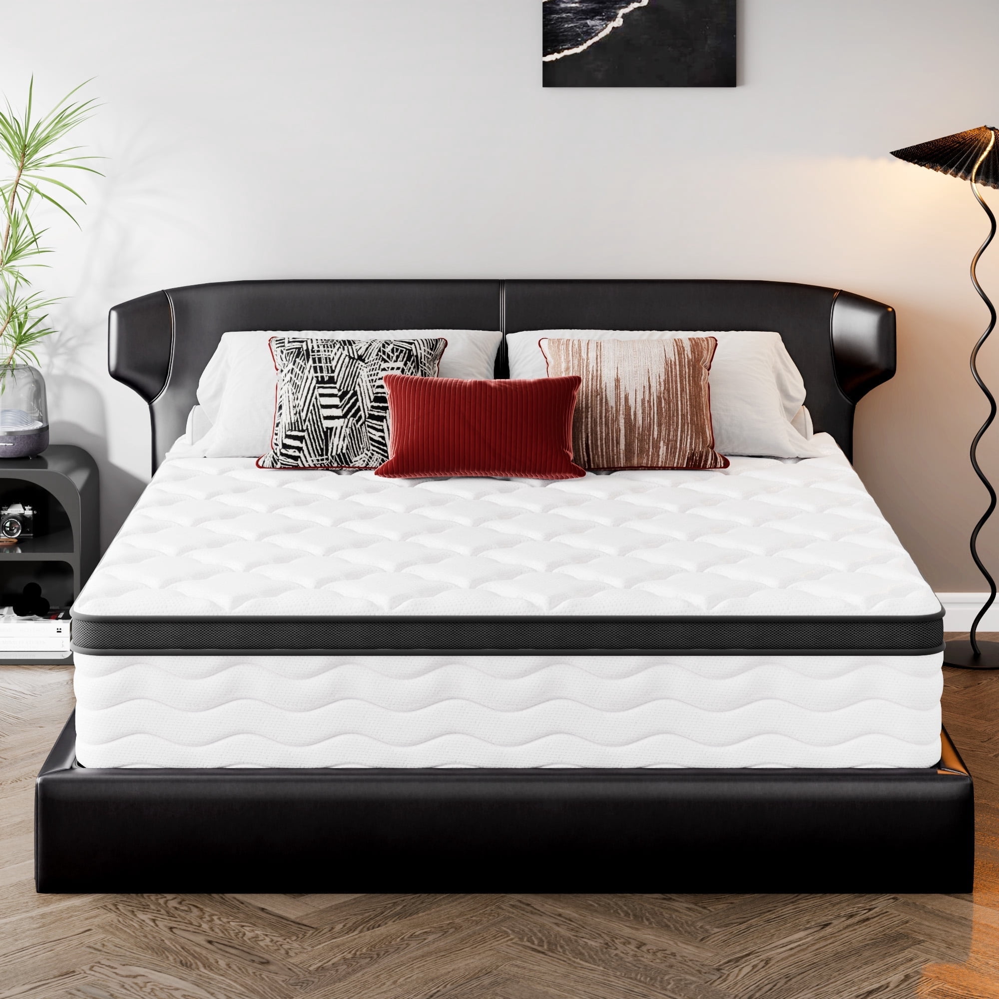 Queen Mattress, Holaki 12" Queen Bamboo Fiber Cover Memory Foam Mattress in a Box, Individual Pocket Spring Mattress with Pressure‑Relief Comfort for Bedroom, Medium Firm, CertiPUR-US