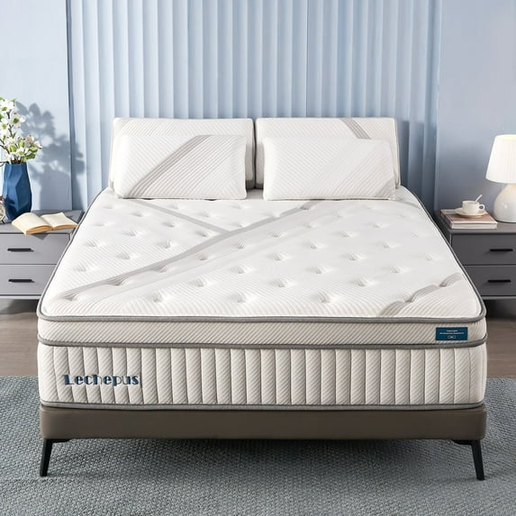 Queen Mattress,Lechepus 14 Inch Hybrid Memory Foam Mattresses with Individual Pocket Springs,Mattress in Box,Medium Plush Comfortable Mattress for Cool Sleep & Back Pain Relief,CertiPUR-US Certified