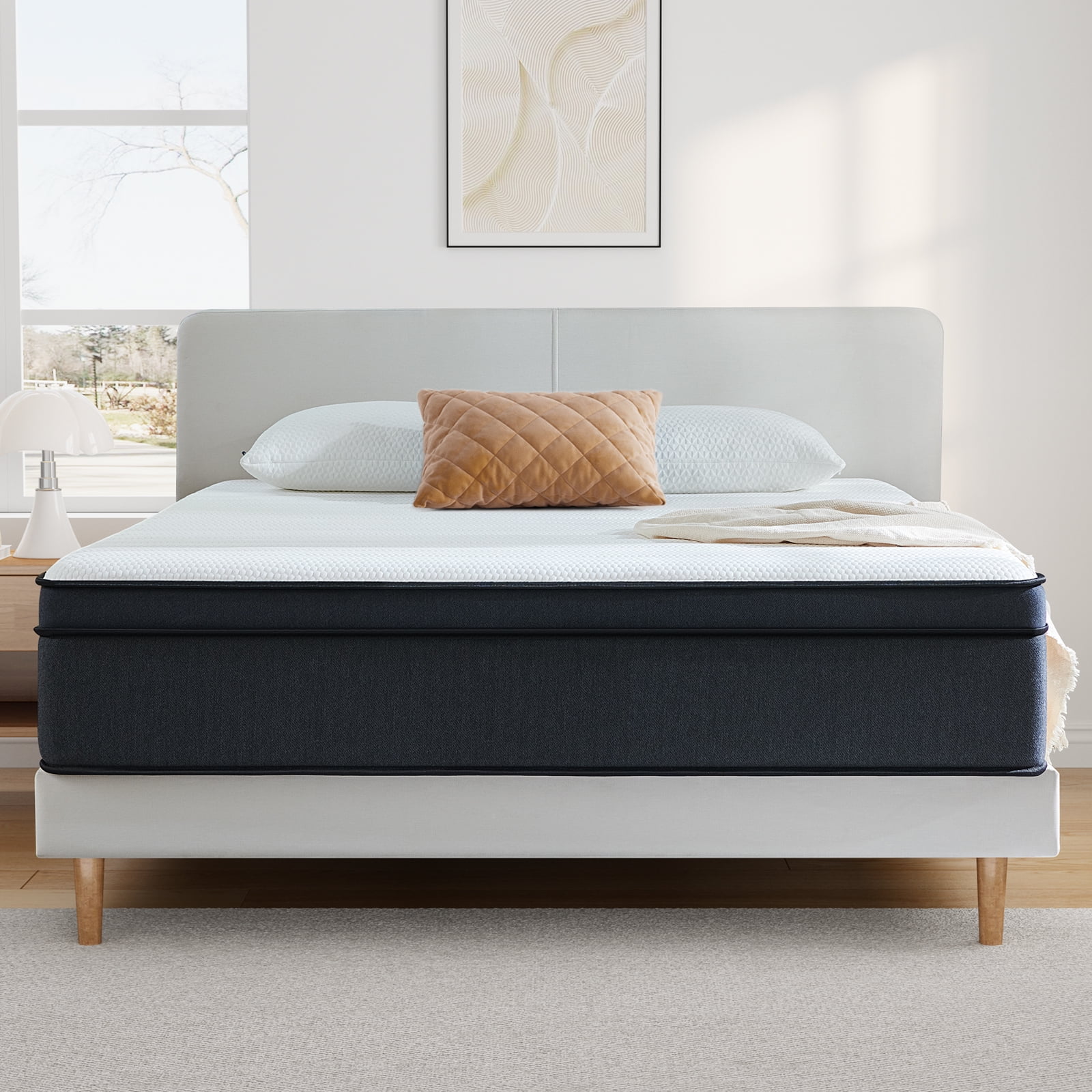 Queen Mattress, Madinog 12 inch Hybrid Mattress Firm Innerspring