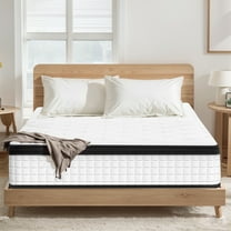 Queen Mattress, UHOMEPRO 12 Inch Memory Foam Mattress in a Box, Cool Hybrid Individual Pocket Springs Queen Size Mattress with Breathable Knitted Fabric and Edge Support, Medium Firm, Black
