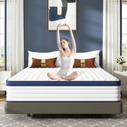 Queen Mattress, UHOMEPRO 12" Hybrid Gel Memory Foam Mattress in a Box, Individually Wrapped Pocket Coils, Cool Queen Size Mattress with Zoned Pressure Relief and Edge Support, Medium Firm, Blue