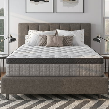 Queen Mattress, UHOMEPRO 12 Inch Memory Foam Mattress in a Box, Cool Hybrid Individual Pocket Springs Queen Size Mattress with Breathable Knitted Fabric and Edge Support, Medium Firm, Gray