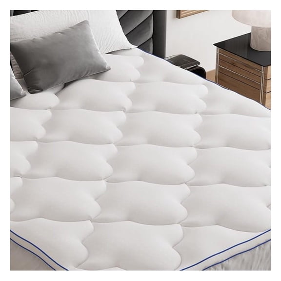 Queen Mattress Pad Pillow Top Mattress Cover with 8-21 Inch Deep Pocket, Bed Topper for Back Soft Breathable Overfilled Down Filling, White