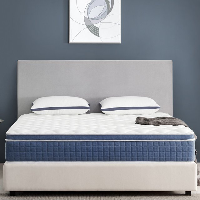 Queen Mattress, Potctz 10" Medium Hybrid Innerspring Mattress and Gel