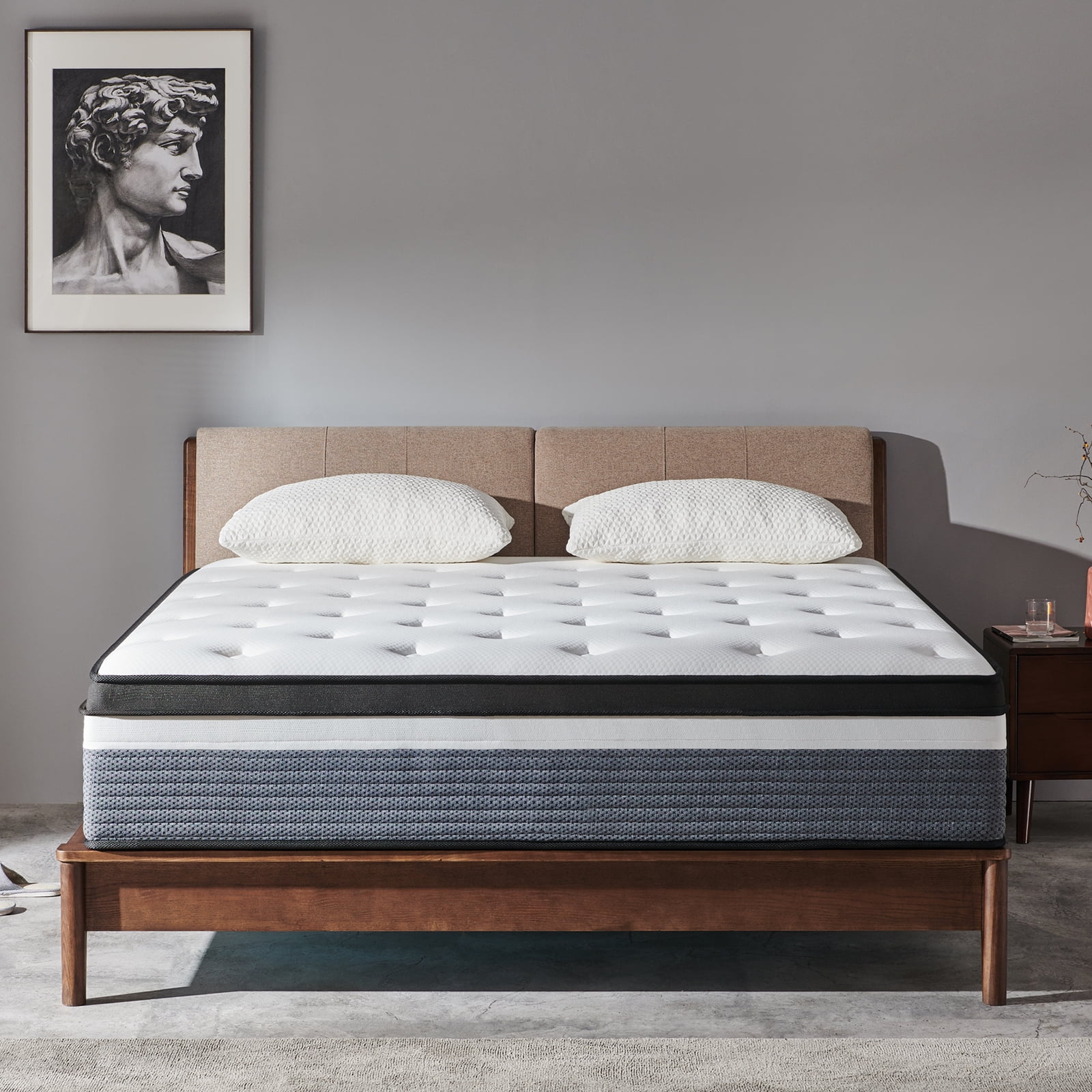 Queen Mattress, Potctz 12" Medium Plush Hybrid Innerspring Mattress in