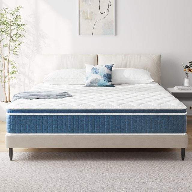 Queen Mattress,Potctz 14" Plush Hybrid Innerspring Mattress and Gel