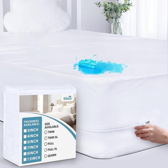 Queen Mattress Protector (3/4/5/7/9/13Inches), Waterproof Mattress Coer Extra Deep Pocket, Zippered Mattress Encasement, Premium 6-Sided Bed Coer, Breathable and Absorbent