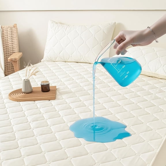 Queen Mattress Protector Set Waterproof 18 Pocket Depth Cream 3 Pieces OEKO TEX Certified TPU Backing Machine Washable Fitted Sheet Plus 2 Pillow Covers