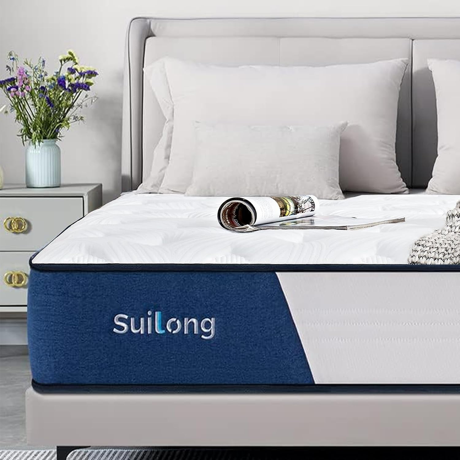 Queen Mattress, SUI LONG 10 Inch Queen Size in a Box, Hybrid of Memory Foam and Innerspring Mattress, Medium Firm