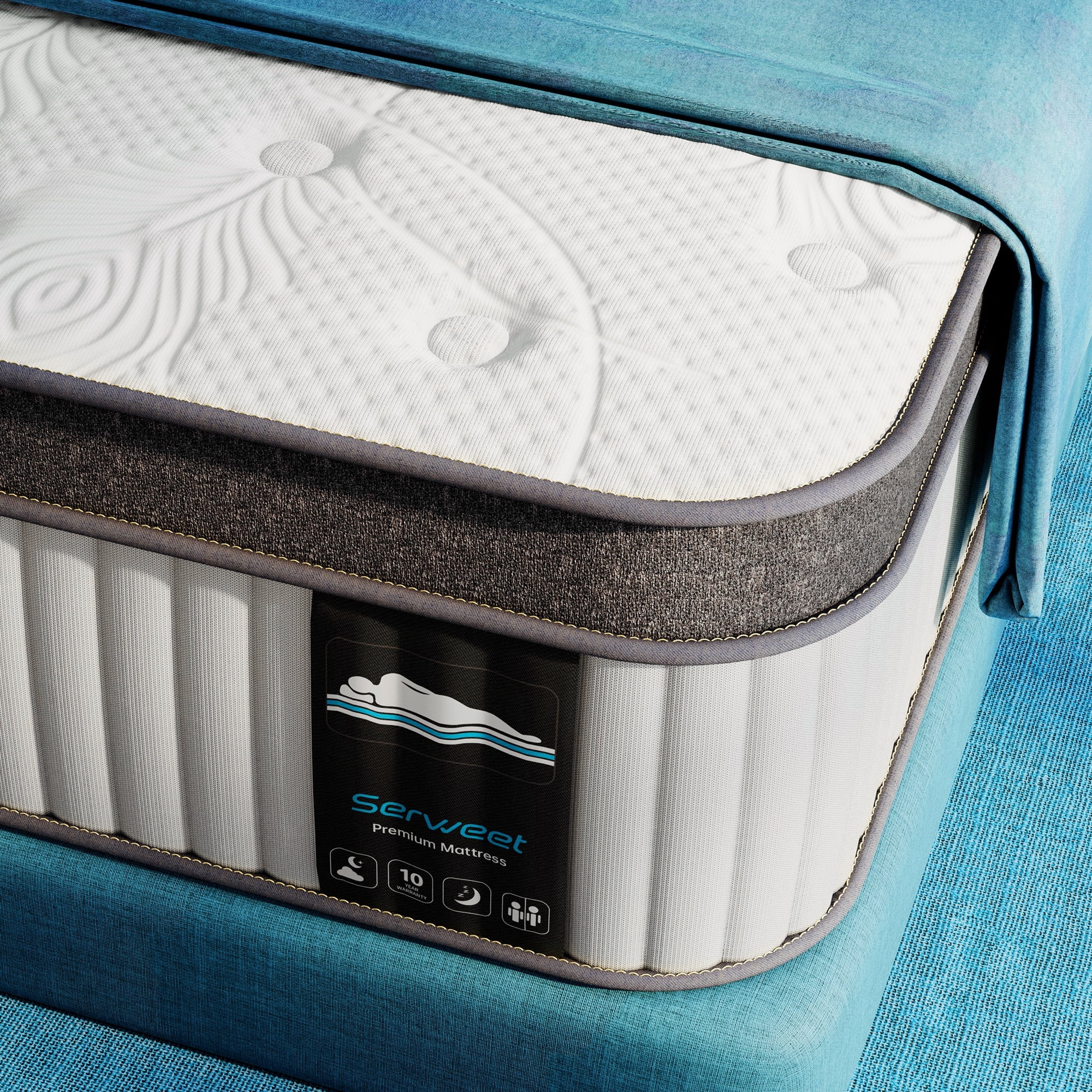 Queen Mattress, Serweet 10 inch Hybrid Mattress Queen with Fiberglass