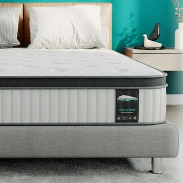 Queen Mattress, Serweet 10 inch Hybrid Mattress Queen with Fiberglass Free, Memory Foam, Breathable Euro Pillow Top Mattress for Cooler Sleep Supportive & Pressure Relief, Medium Firm