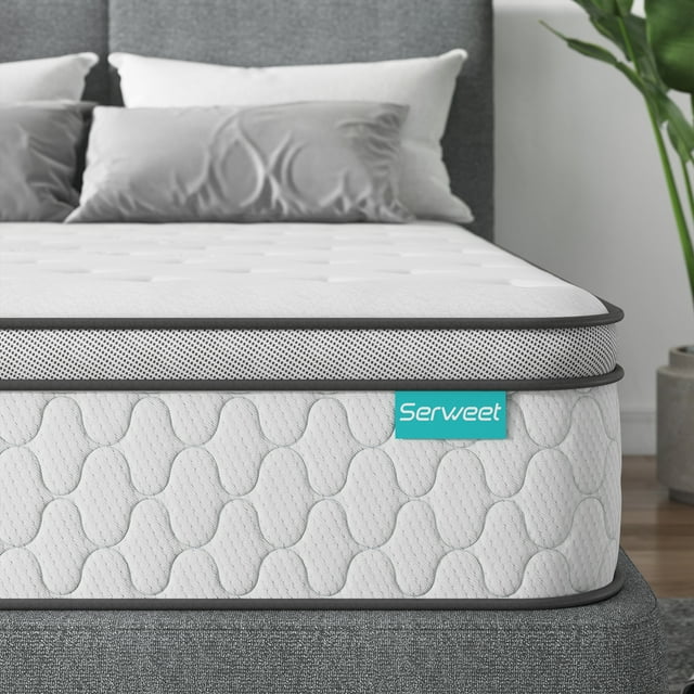 Queen Mattress, Serweet 12 Inch Hybrid Mattress Queen with Fiberglass