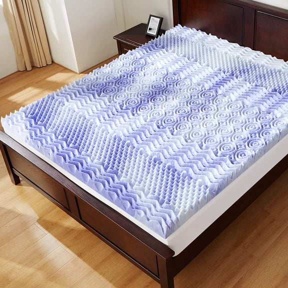 Queen Mattress Topper, 3 Inch 7-Zone Memory Foam with Cooling Gel for Pressure Relief