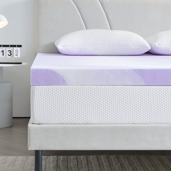 Queen Mattress Topper, GELBIY 3'' Memory Foam Mattress Topper for Pressure Relief, Purple