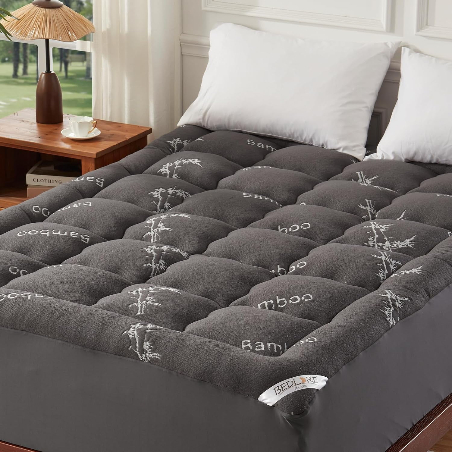 Queen Mattress Topper Viscose Derived from Bamboo, Thick Pillow Top