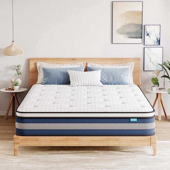 Queen Mattress, VIZIM 12 Inch Hybrid Mattress, Individual Pocket Springs & Comfort Memory Foam, Queen Size Bed for Pressure Relief & Targeted Support, Medium Firm
