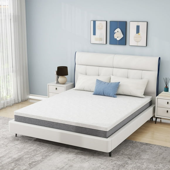 Queen Mattress topper, 2,3,4 inch Queen Gel Infused Mattress Topper, Memory Foam Mattress Pad, Soft, Blue