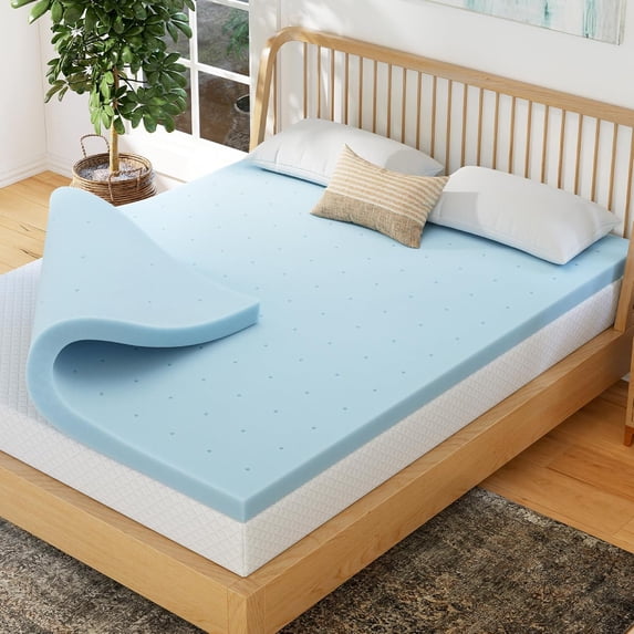 Queen Memory Foam Mattress Pad, Cooling Gel Infused 2 Inch, Pressure ...