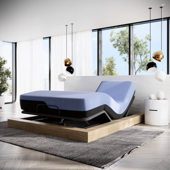 Queen Memory Foam Mattress With Adjustable Base - 6-layer Foam, Snore Feature, Spinal Alignment Size Bed Blue Ice Cover, Legs, Customizable Positions