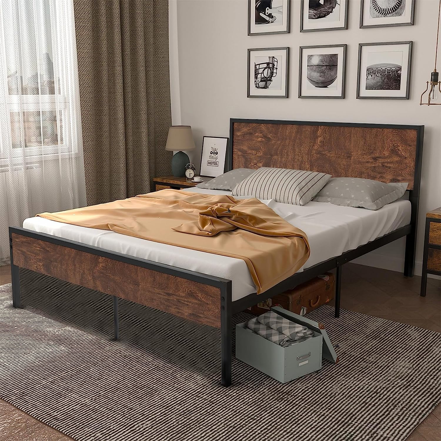 Queen Metal Bed Frame with Headboard and Footboard,Platform Bed Frame