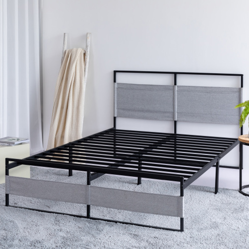 Queen Metal Bed Frame with Headboard and Storage, 14 Inch Platform Bed Frame No Box Spring Needed, Easy Assembly, Noise Free Carbon Steel Bed Foundation - image 1 of 7