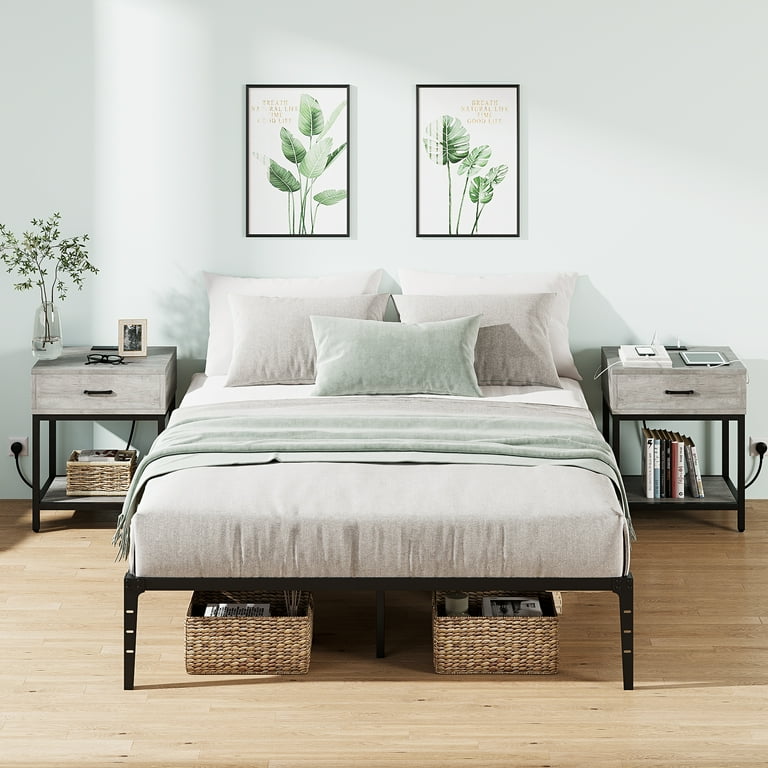 Queen Metal Platform Bed Frame Heavy Duty Steel Slat 14 Inch