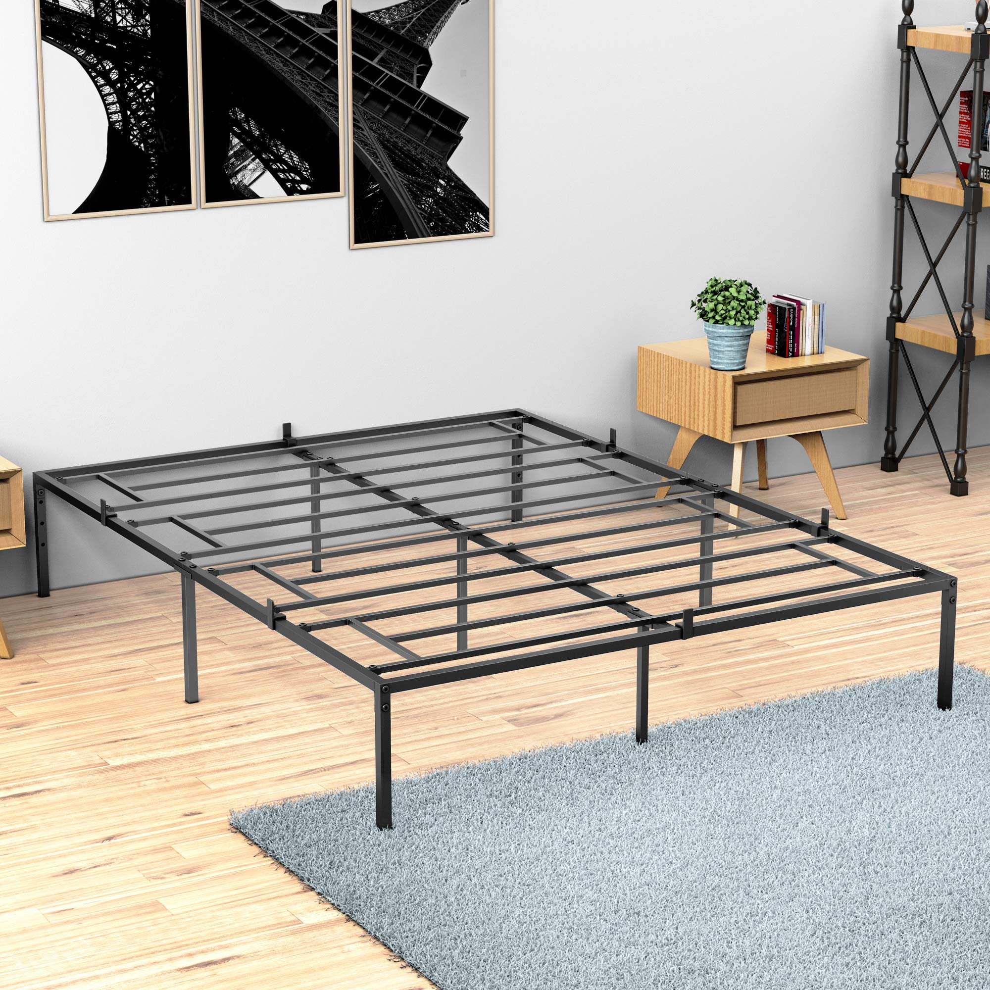 Queen Metal Platform Bed Frame with Sturdy Steel Bed Slats,Mattress