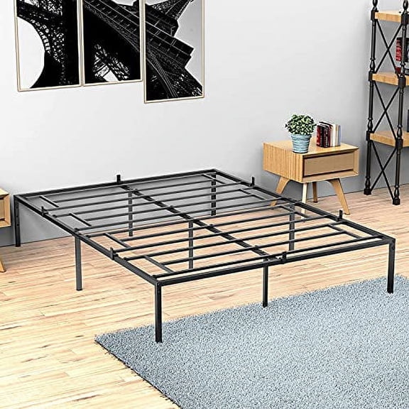 Katidap Queen Size Modern Steel Platform Bed, Black