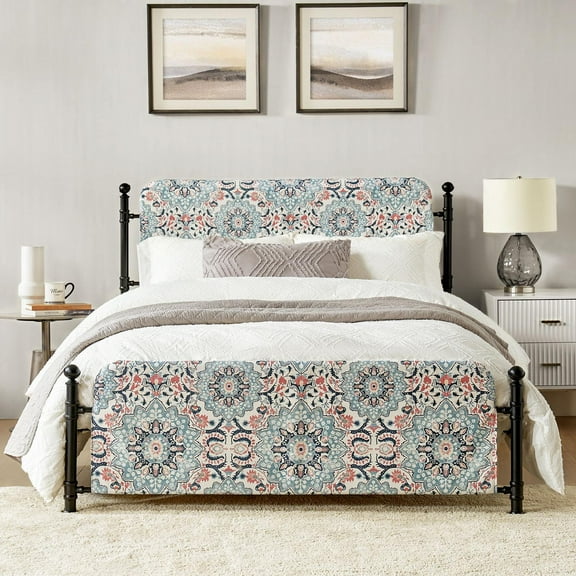 Queen Metal Platform Bed Frame Washable Yellow Upholstered Slipcover with Headboard Footboard Under Bed Storage Space,Black