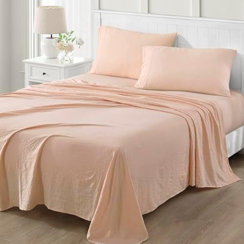 - Queen Microfiber Sheets Set - Soft, Smooth, Durable, Easy Care | Bedding Sheets, Peachy Keen