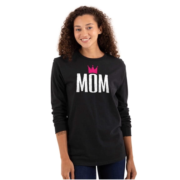Queen Mom Cute Mothers Day Present Women Plus Size Long Sleeve Graphic Tee Brisco Brands 2X