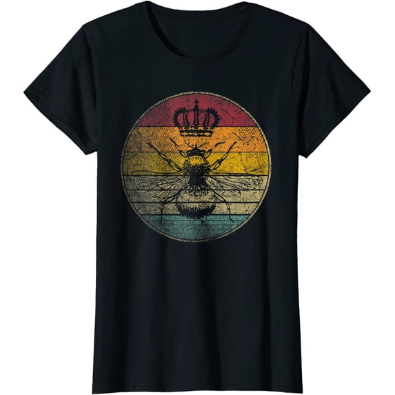 Queen Mother's Day Mom Gift Bee Retro Style Vintage Funny T-Shirt