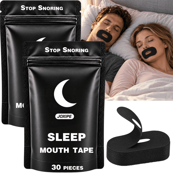 Mouth Tape for Sleeping - 60 Strips (1 Month Supply), Gentle Adhesion Black Strips, Snoring Relief & Nasal Breathing Aid for Yoga/Gym