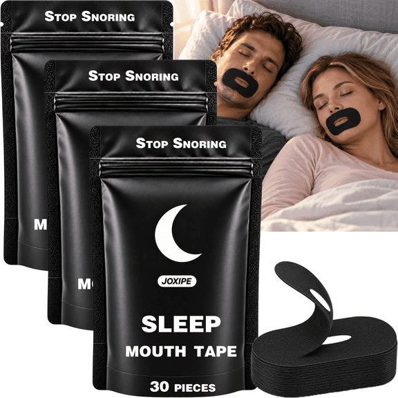 Mouth Tape for Sleeping - 90 Strips (3 Month Supply), Gentle Adhesion Black Strips, Snoring Relief & Nasal Breathing Aid for Yoga/Gym