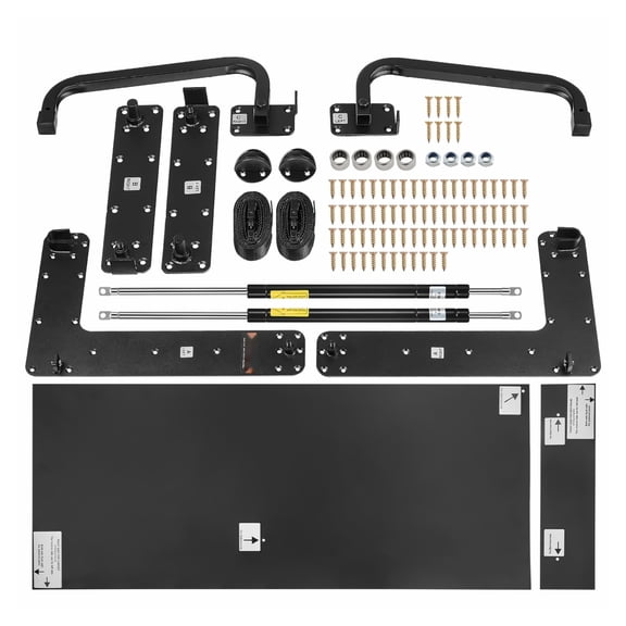 Queen Murphy Bed Kit, Vertical Wall Bed Hardware, DIY Folding Bed Frame, Space Saving Design, Pneumatic Lift, Heavy Duty Steel, Guest Room