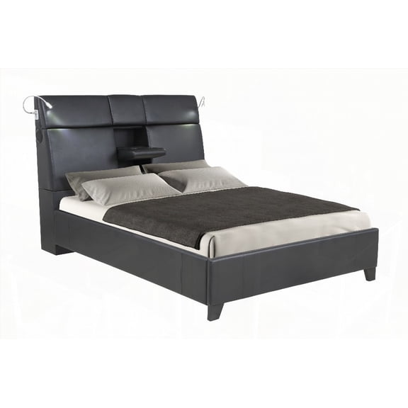 Queen Music Bed with Black Touch Lighting and Bluetooth Sound Beverage Tray