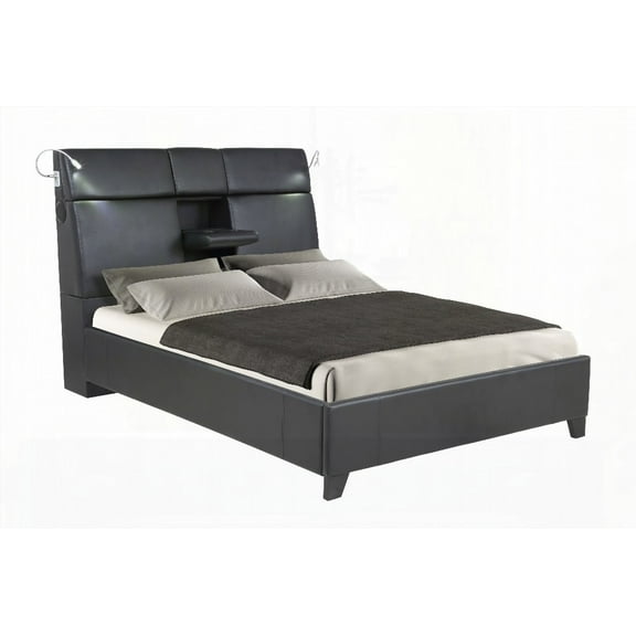 Black Queen Music Bed Featuring Touch Lighting and Bluetooth Sound Beverage Tray