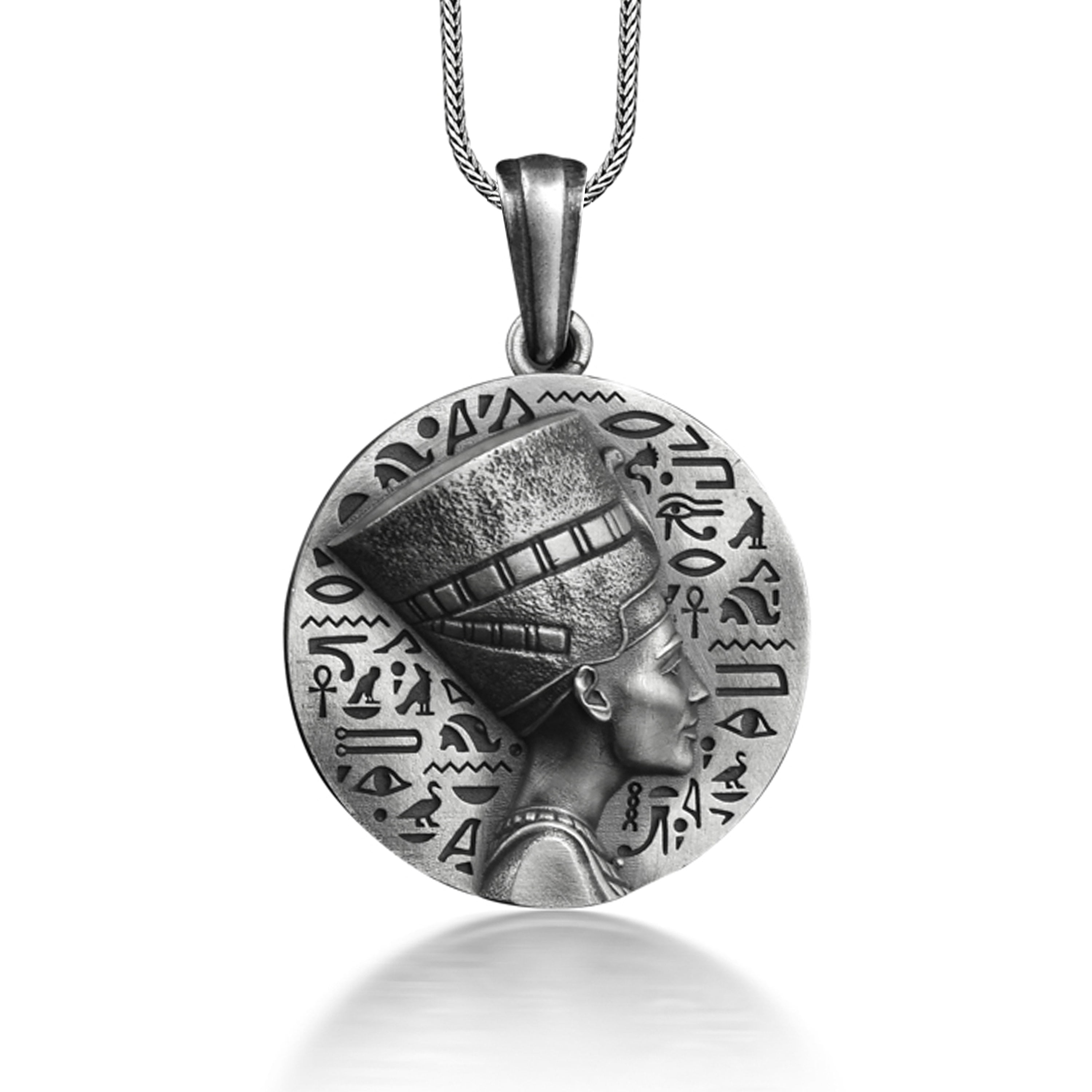 Queen Nefertiti Ancient Coin Necklace Egyptian Nefertiti Coin Pendant in Silver Occult Necklace For Mama Artistic Necklace For Wife Walmart