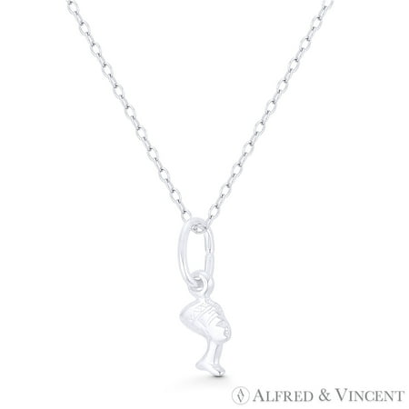 Queen Nefertiti Pharaoh's Great Royal Wife Egyptian Charm 18x6mm (0.7x0.2in) Pendant & Chain Necklace in .925 Sterling Silver